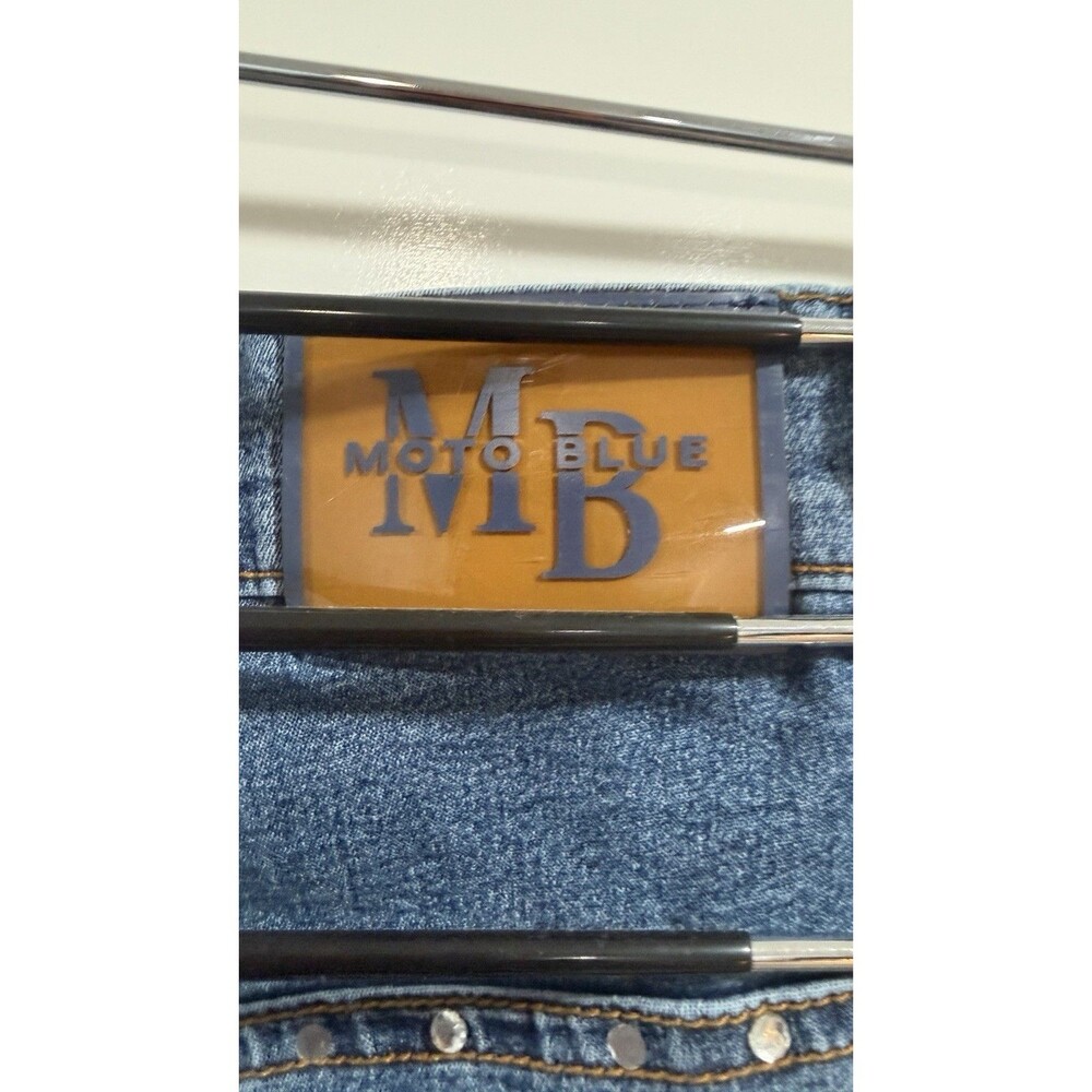Moto Blue Graphic Jeans Size 17/18 Capris American Flag Womens - Picture 9 of 12